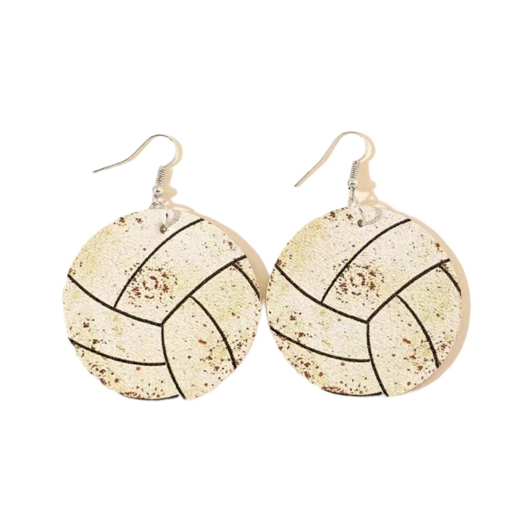 Vegan Leather Volleyball Drop Earrings
